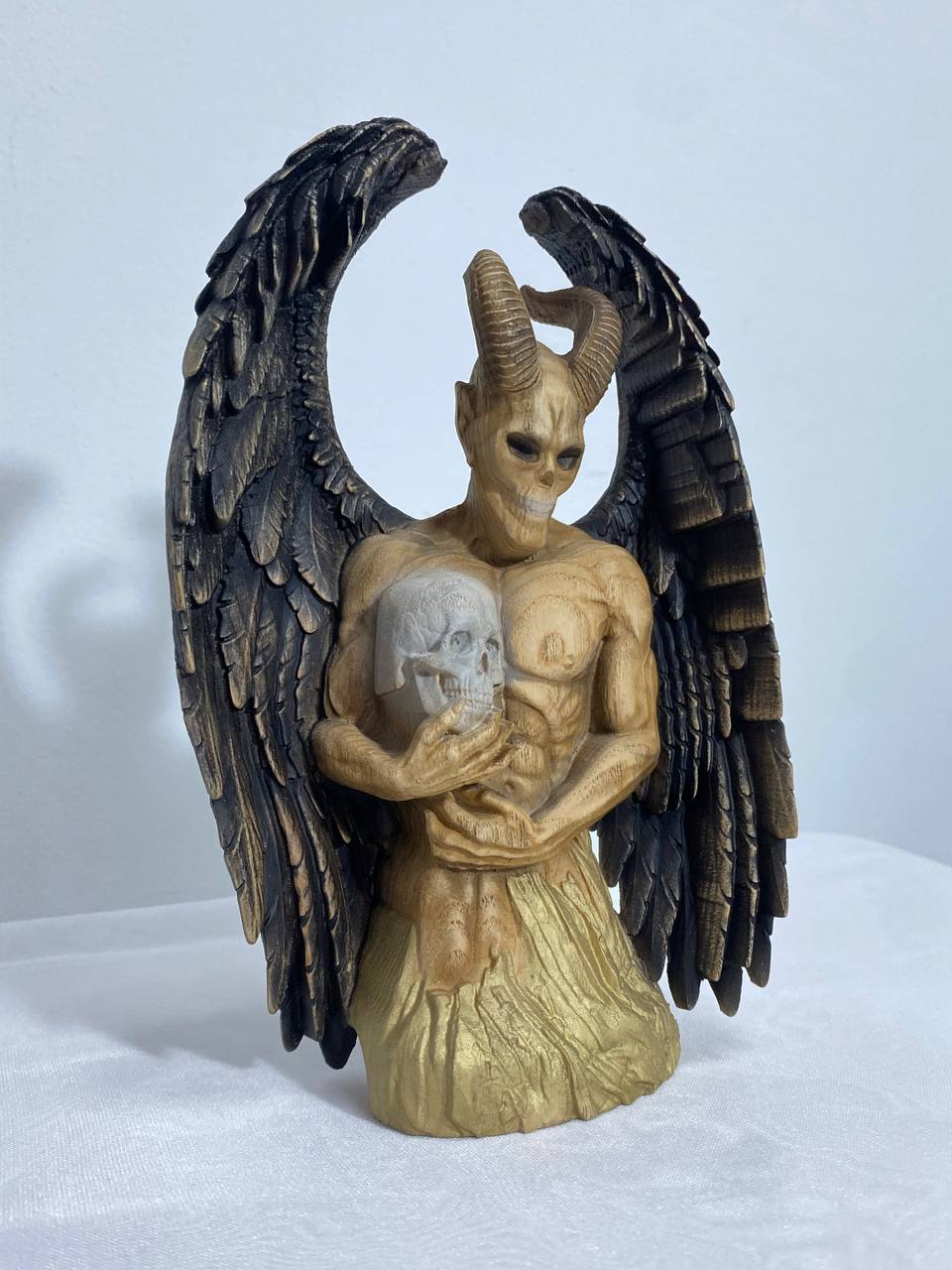 Demon Demon statue Satan statue Occult statue Demon decor Gothic decor Satanic statue Lucifer statue Wooden statue