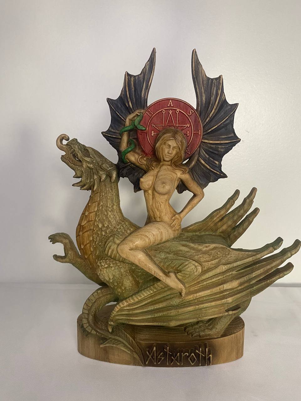 Astaroth Astaroth statue Astaroth sigl Demon statue Satan statue Witchcraft altar Ishtar statue Occult décor Gods statue Wood carved statue