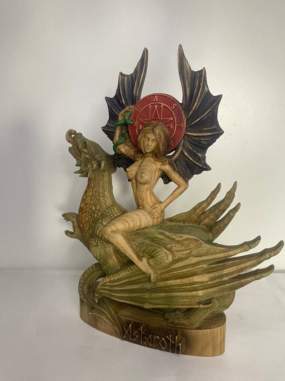 Astaroth Astaroth statue Astaroth sigl Demon statue Satan statue Witchcraft altar Ishtar statue Occult décor Gods statue Wood carved statue