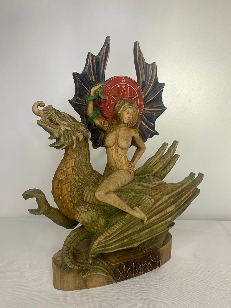 Astaroth Astaroth statue Astaroth sigl Demon statue Satan statue Witchcraft altar Ishtar statue Occult décor Gods statue Wood carved statue