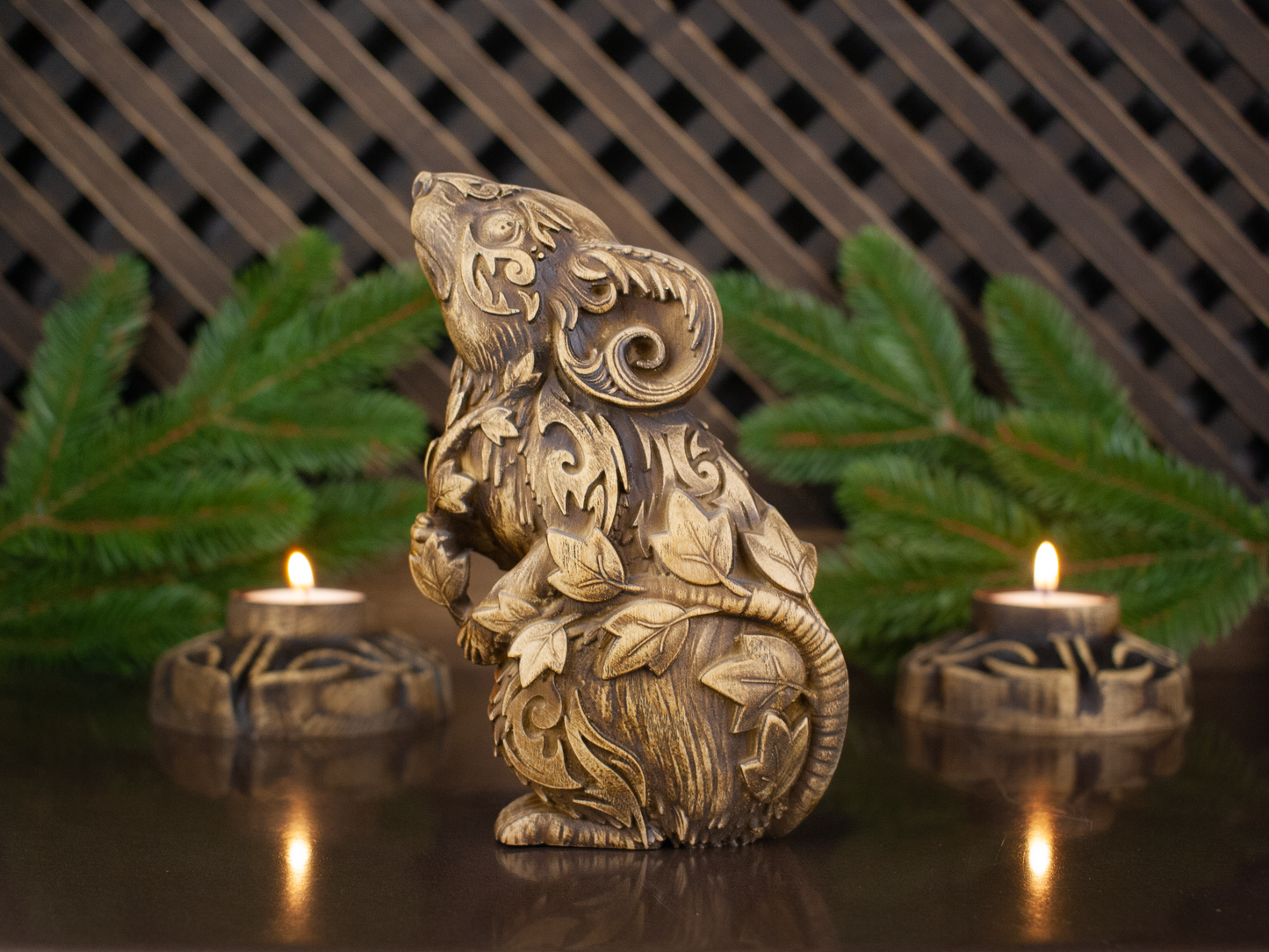 Mouse figurine Wooden mouse