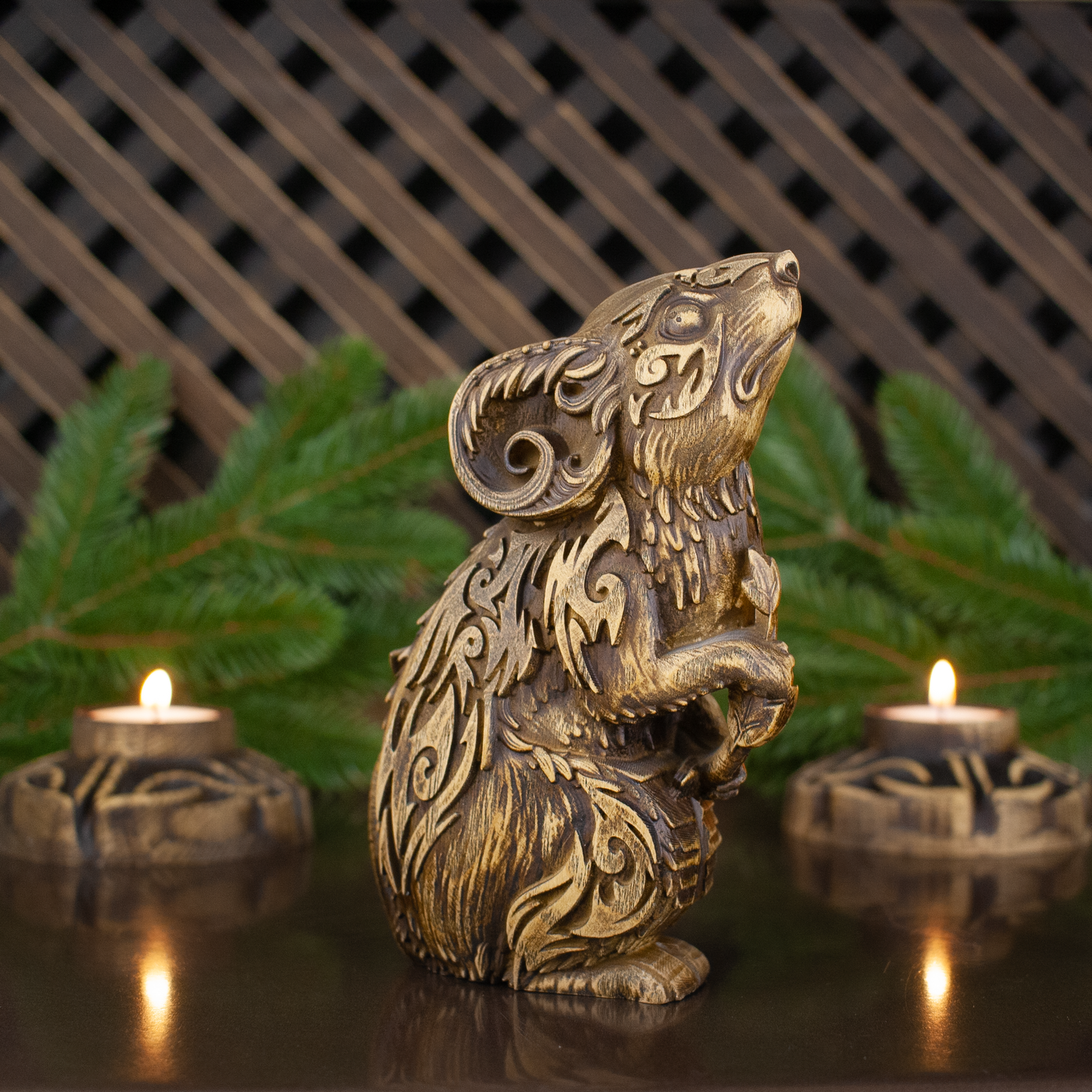 Mouse figurine Wooden mouse