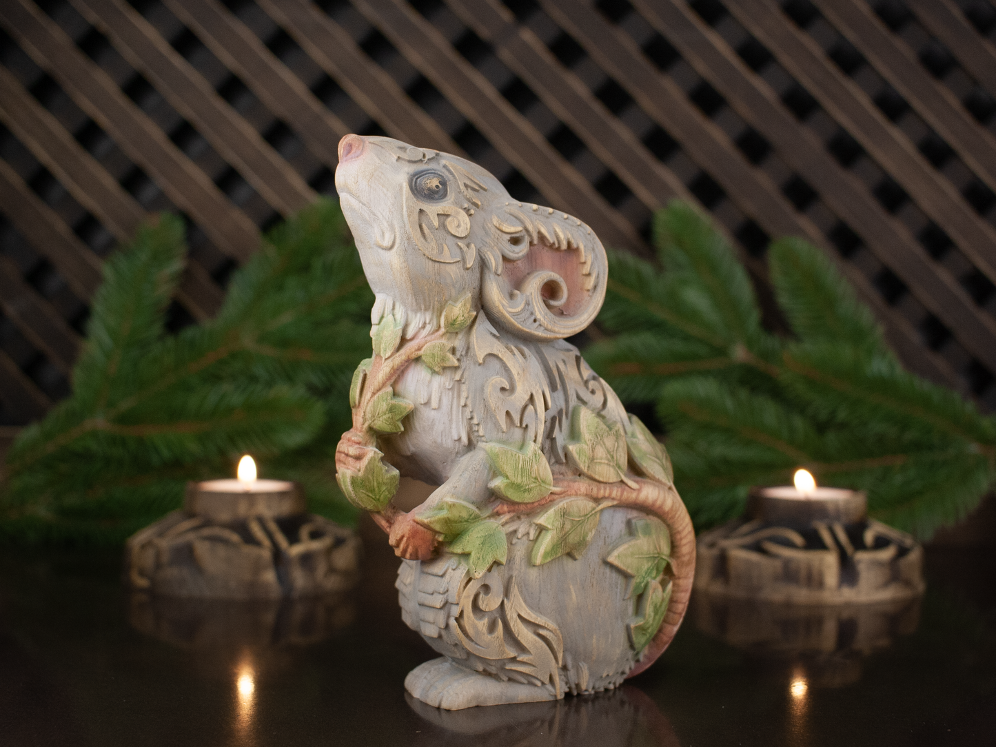 Mouse figurine Wooden mouse