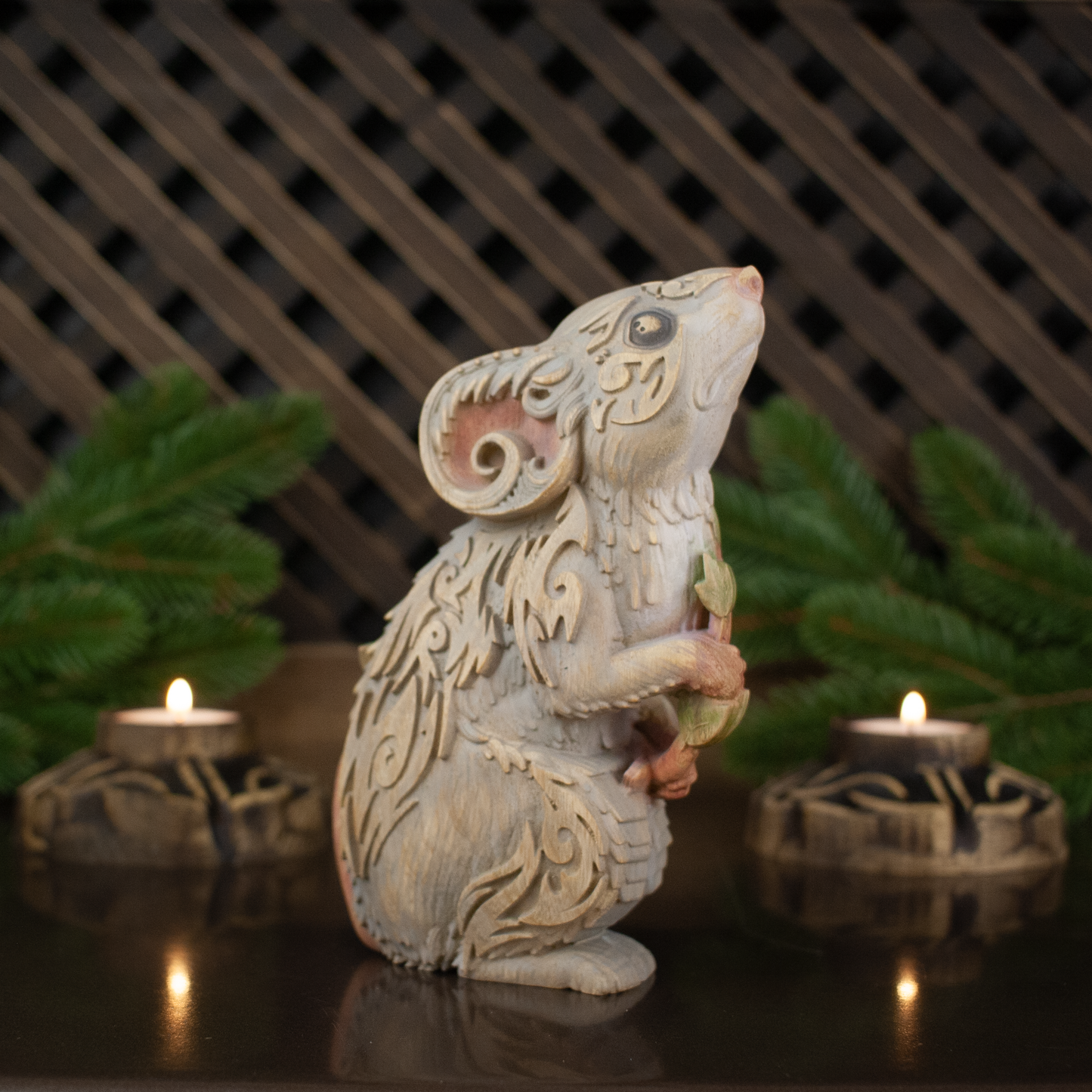 Mouse figurine Wooden mouse