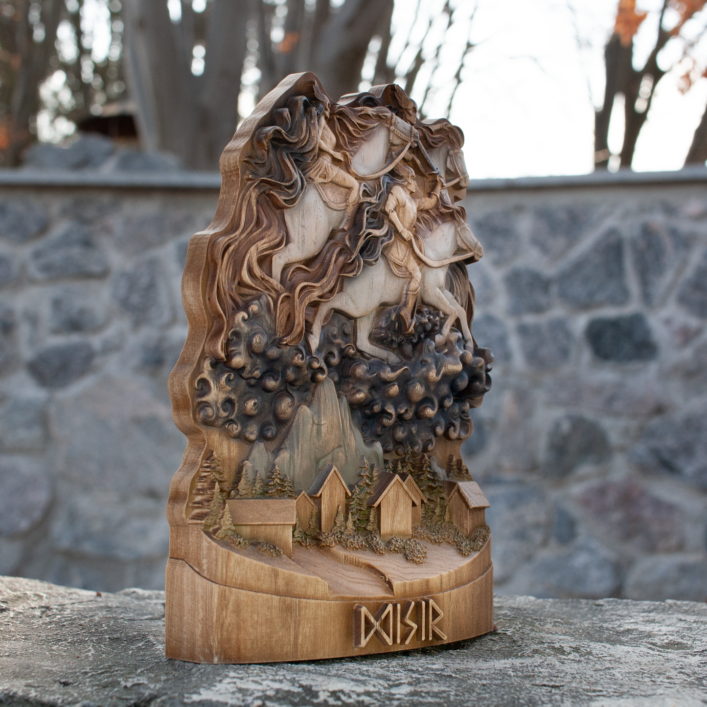 Norse Disir, Goddess statue, Pagan decor Spirits Norse gods Odin altar Pagan altar Norse mythology Wood carving