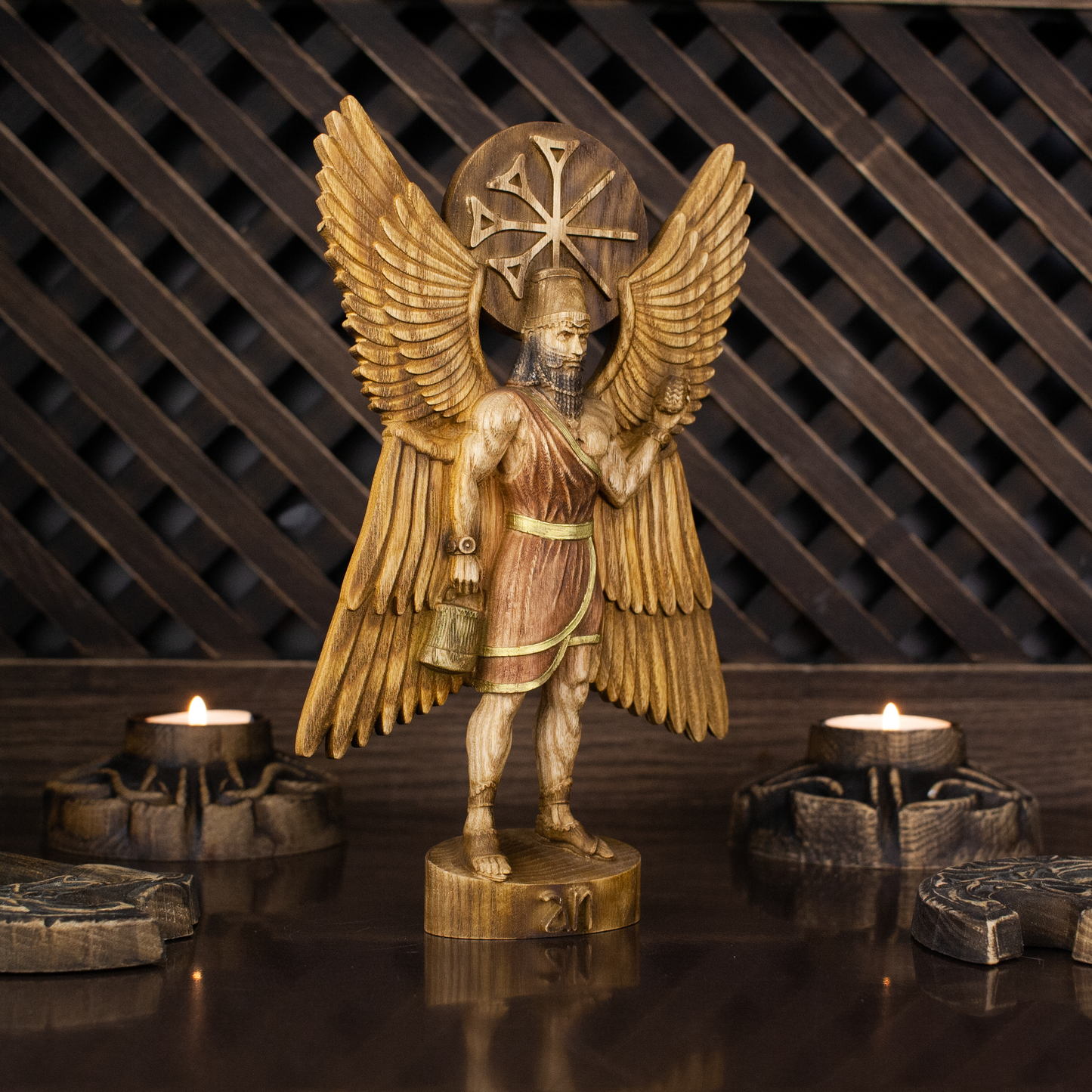 Anu Sumerian gods Mesopotamia Astarte Ancient Mesopotamian deity Mesopotamia art Wood sculpture Wooden statue Wood carving