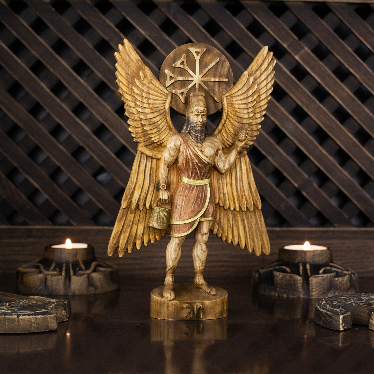 Anu Sumerian gods Mesopotamia Astarte Ancient Mesopotamian deity Mesopotamia art Wood sculpture Wooden statue Wood carving
