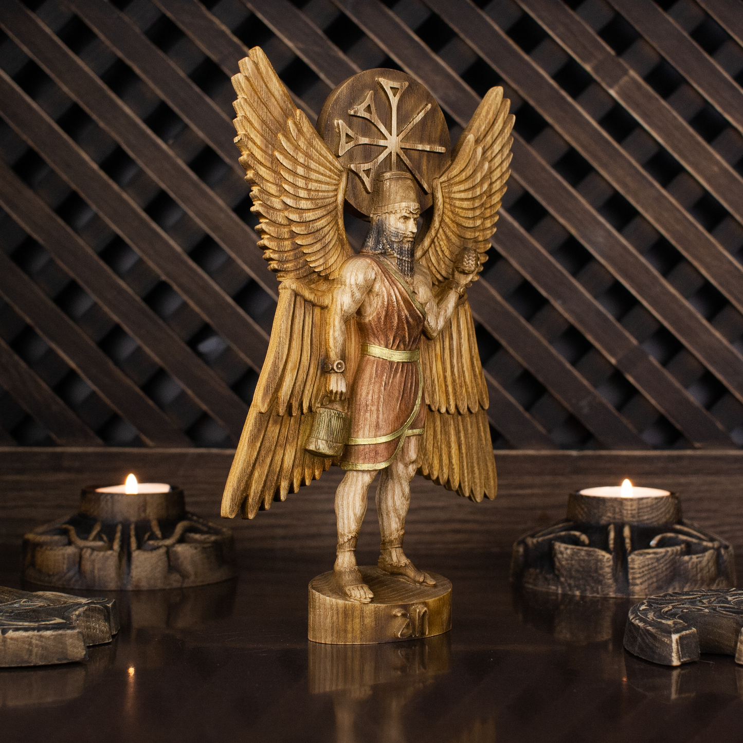 Anu Sumerian gods Mesopotamia Astarte Ancient Mesopotamian deity Mesopotamia art Wood sculpture Wooden statue Wood carving