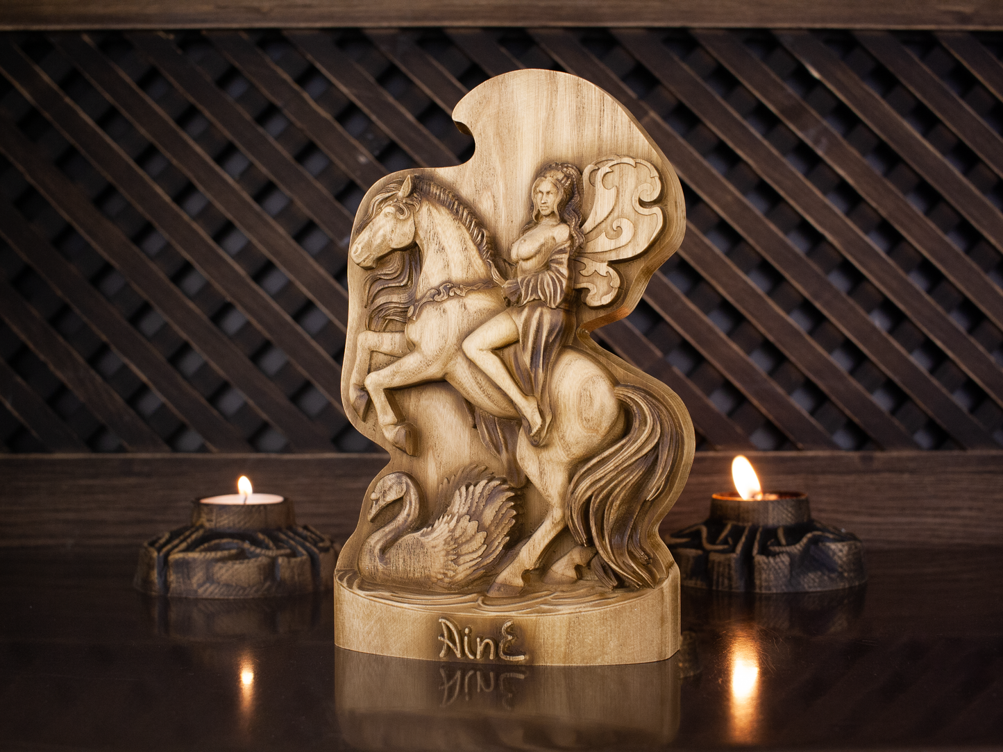 Goddess Aine, Fertility goddess, Wooden statue, Sun goddess