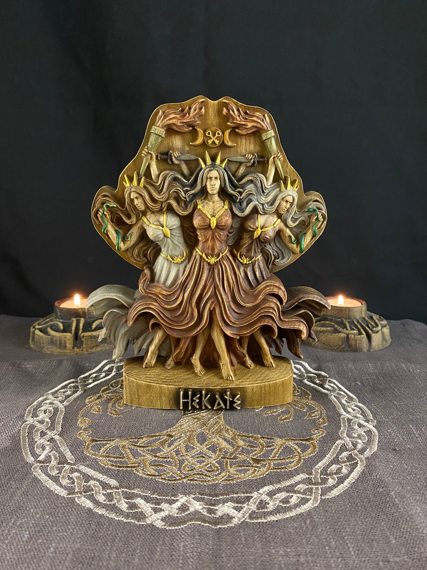 Hecate statue Triple goddess statue Hecate altar Altar statue Greek god statue Ancient greek Hecate gooddess Witchcraft Greek mythology art