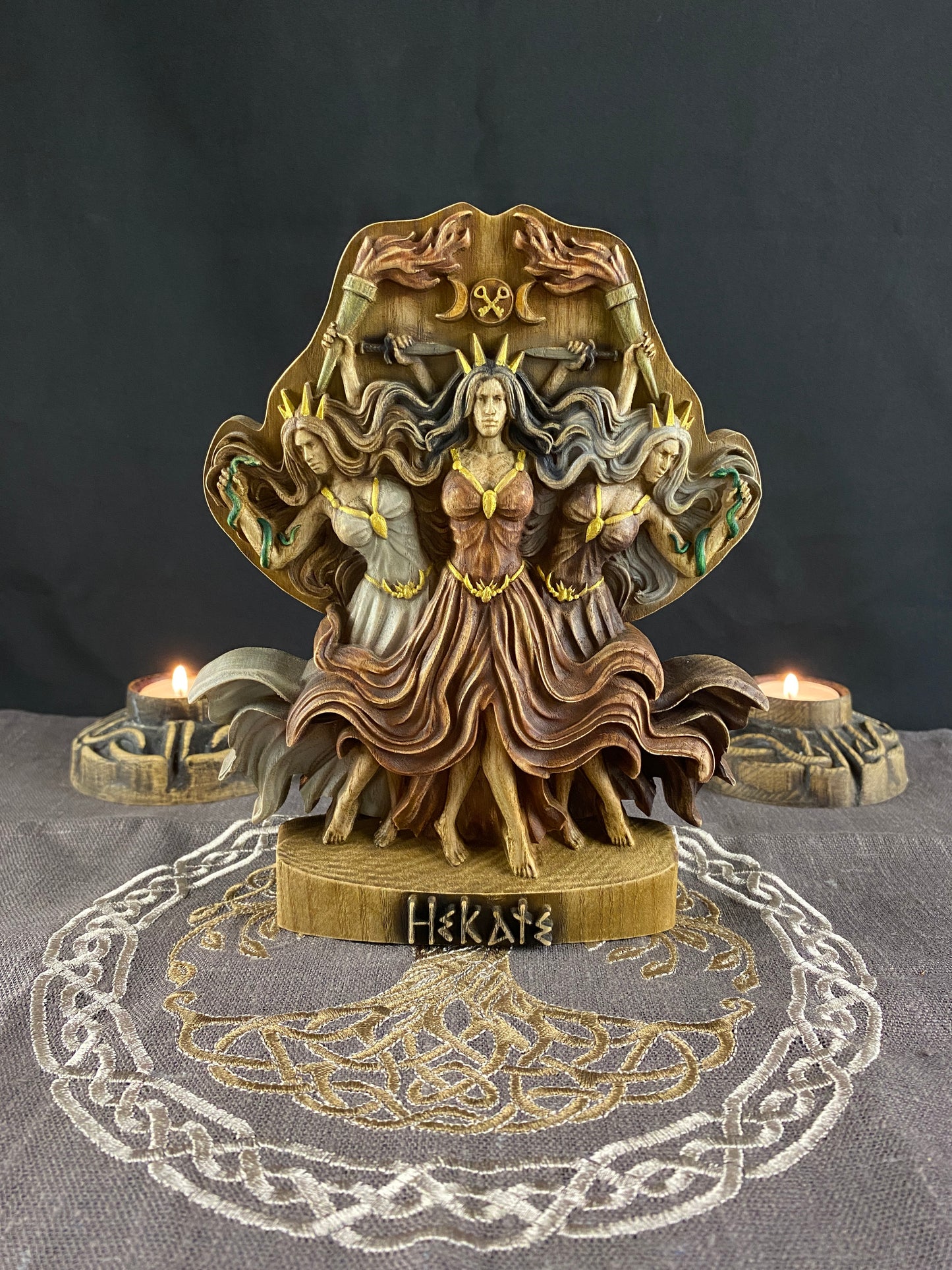 Hecate statue Triple goddess statue Hecate altar Altar statue Greek god statue Ancient greek Hecate gooddess Witchcraft Greek mythology art