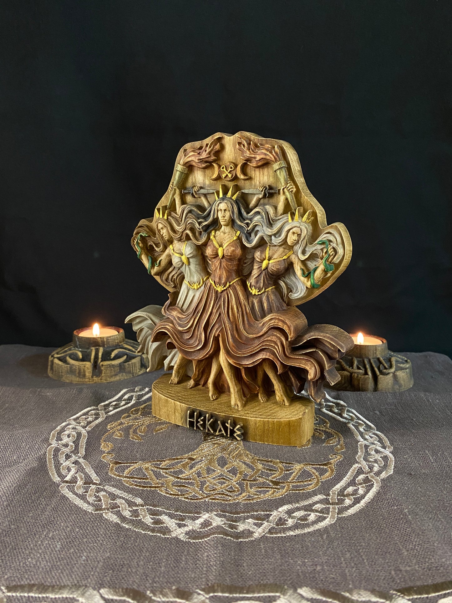 Hecate statue Triple goddess statue Hecate altar Altar statue Greek god statue Ancient greek Hecate gooddess Witchcraft Greek mythology art