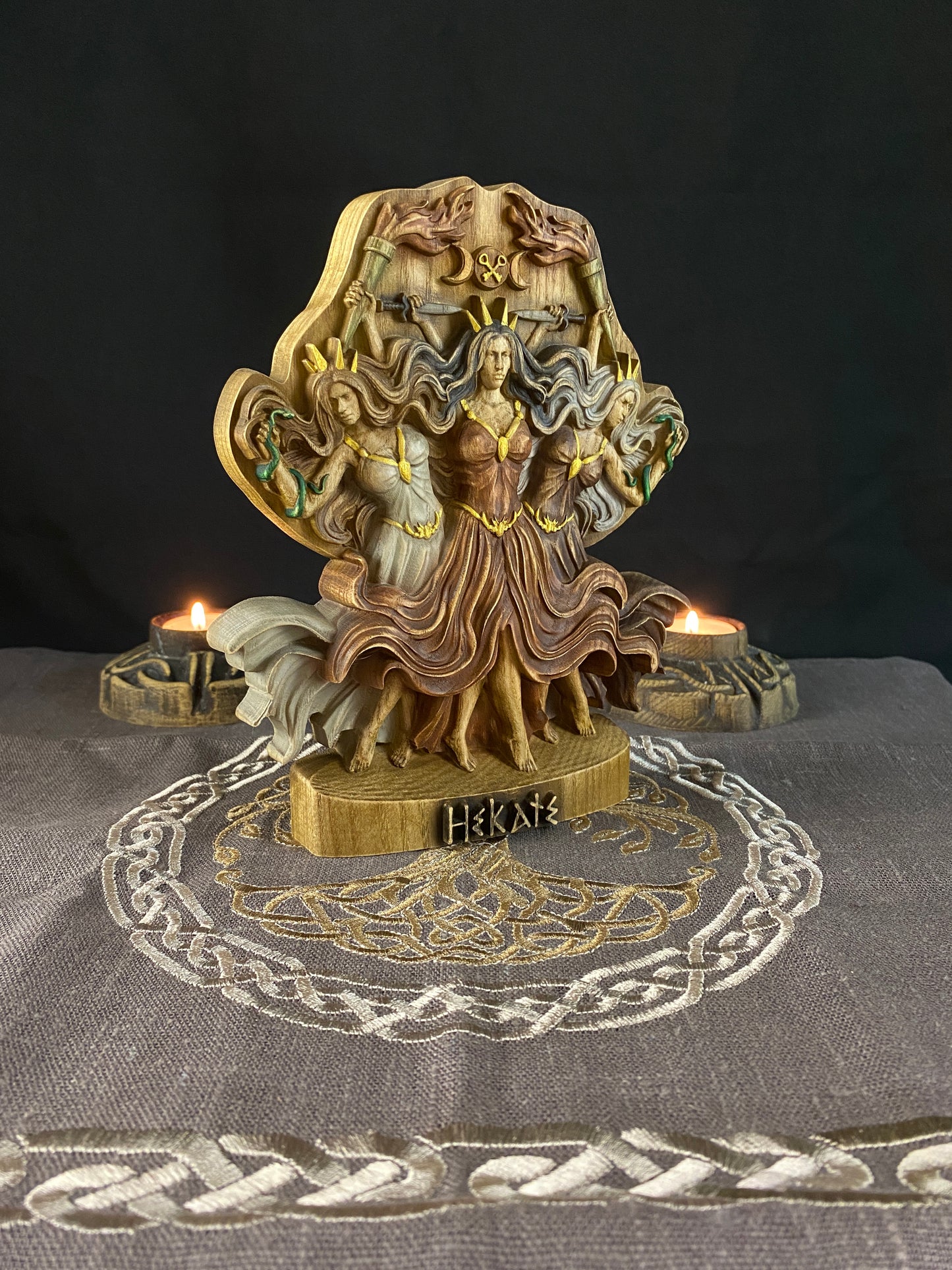 Hecate statue Triple goddess statue Hecate altar Altar statue Greek god statue Ancient greek Hecate gooddess Witchcraft Greek mythology art