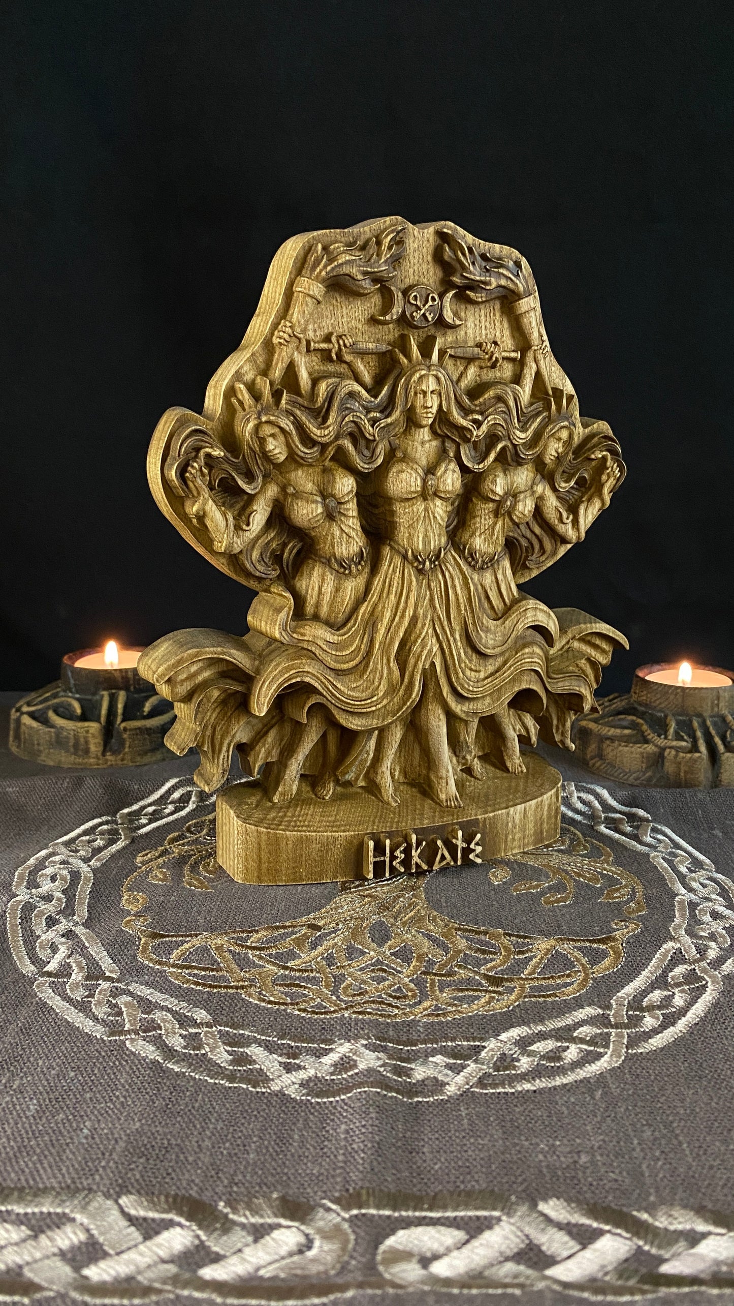 Hecate statue Triple goddess statue Hecate altar Altar statue Greek god statue Ancient greek Hecate gooddess Witchcraft Greek mythology art