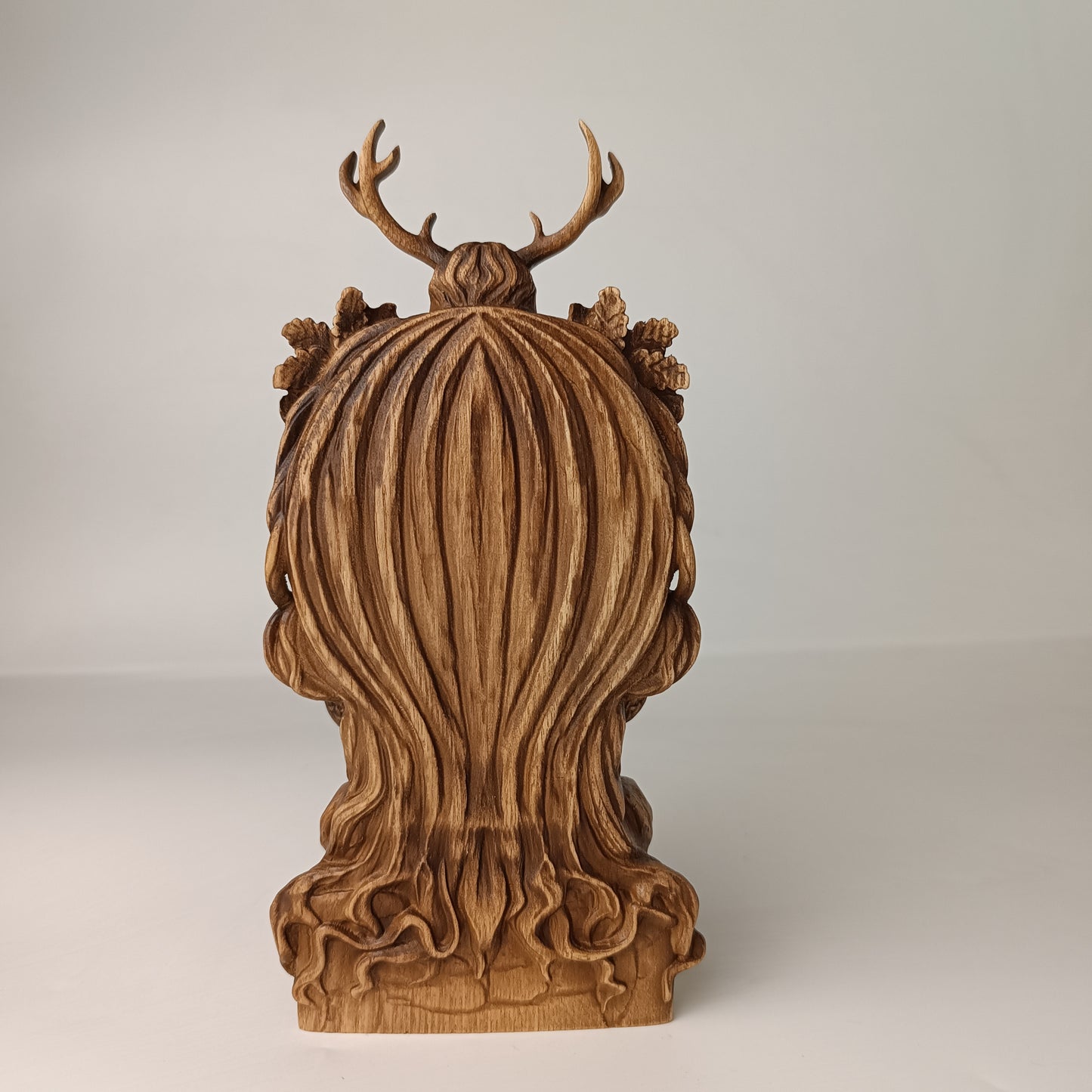 Cernunnos Wooden Statue – Horned God Celtic Altar Figurine