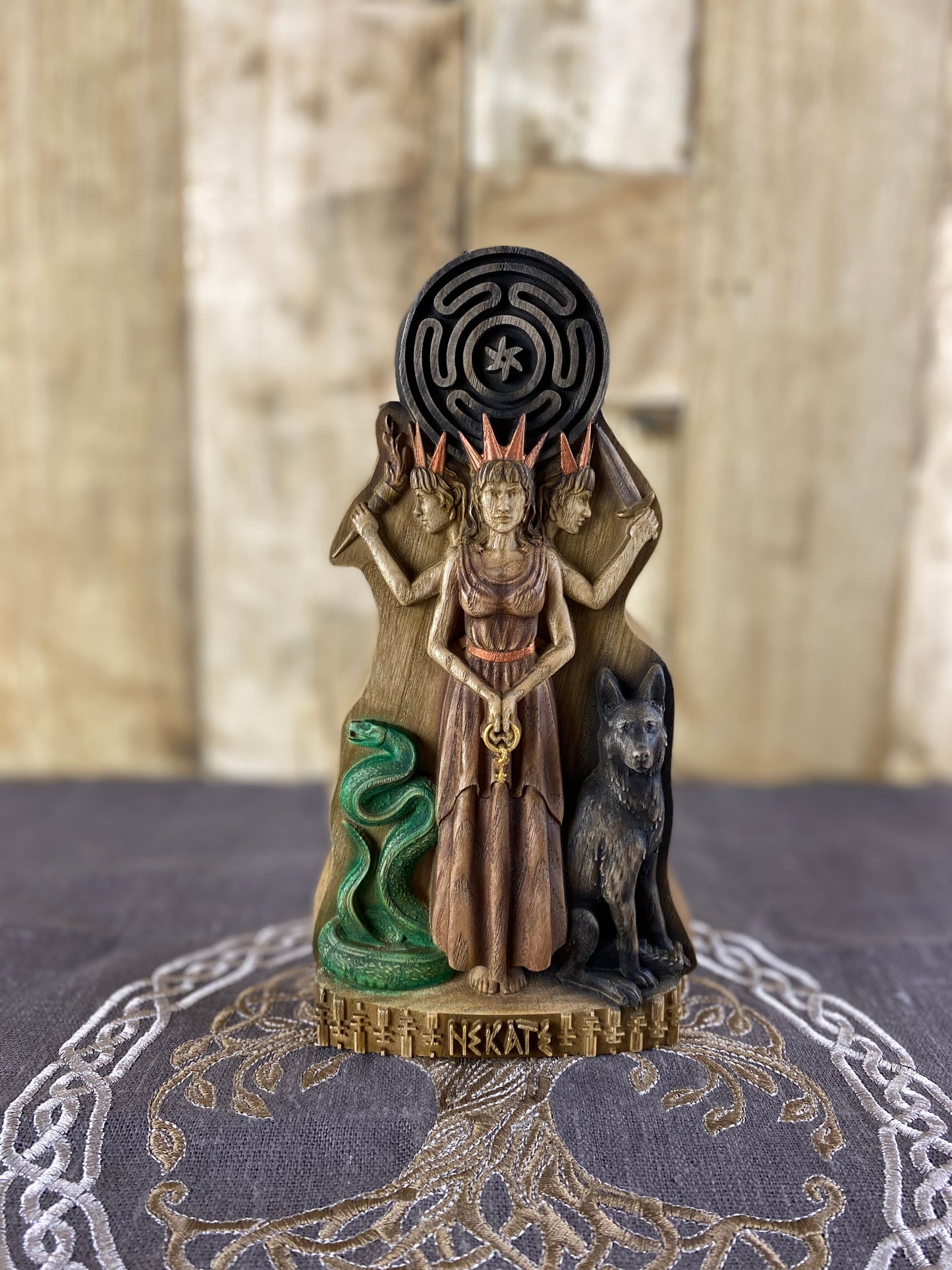 Triple Hecate Hecate Statue Hecate Triple Goddess Triple Goddess Statue Goddess Statue Greek Statue Wood Carving Greek Goddess Greek Altar