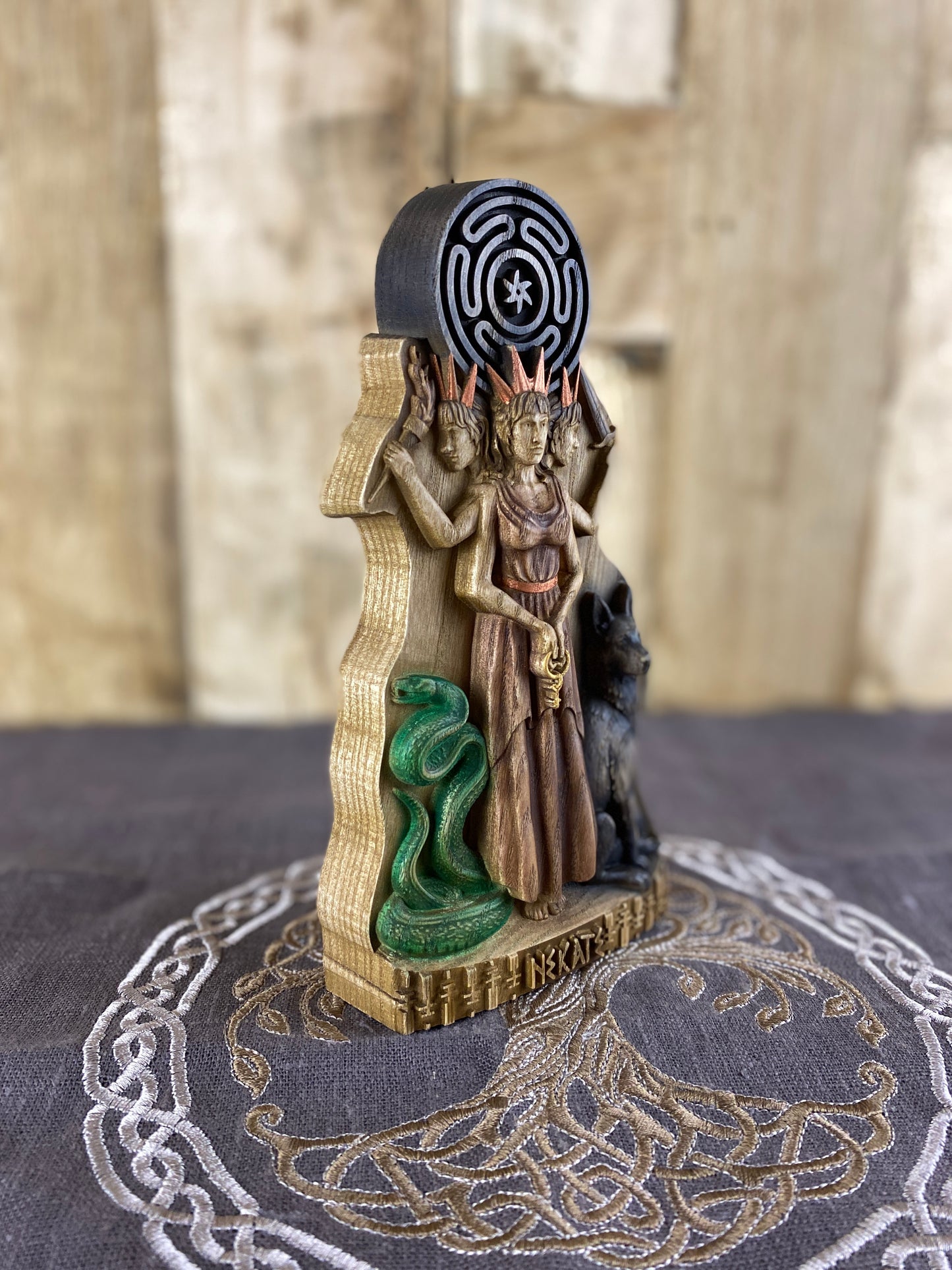 Triple Hecate Hecate Statue Hecate Triple Goddess Triple Goddess Statue Goddess Statue Greek Statue Wood Carving Greek Goddess Greek Altar