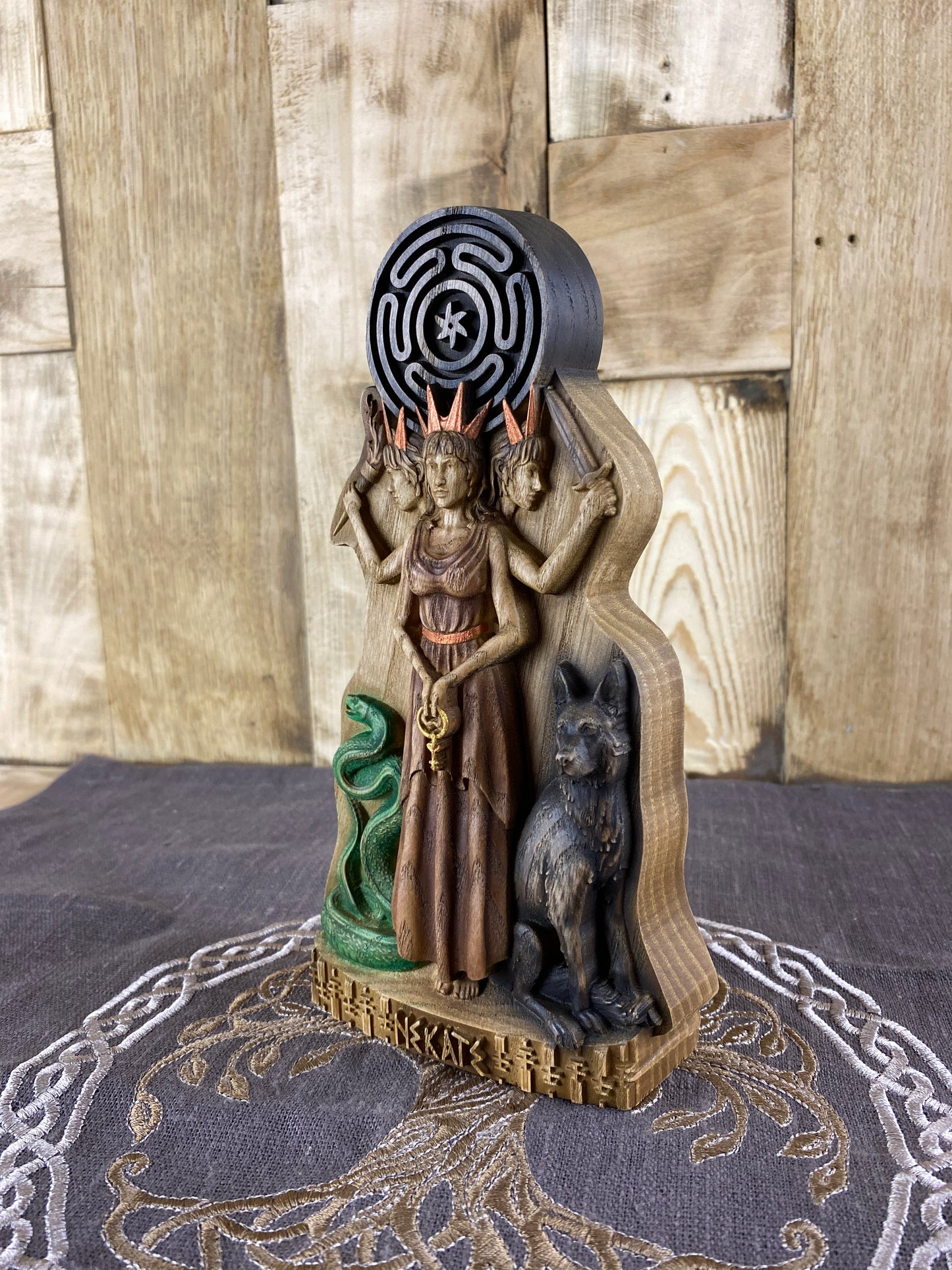 Triple Hecate Hecate Statue Hecate Triple Goddess Triple Goddess Statue Goddess Statue Greek Statue Wood Carving Greek Goddess Greek Altar