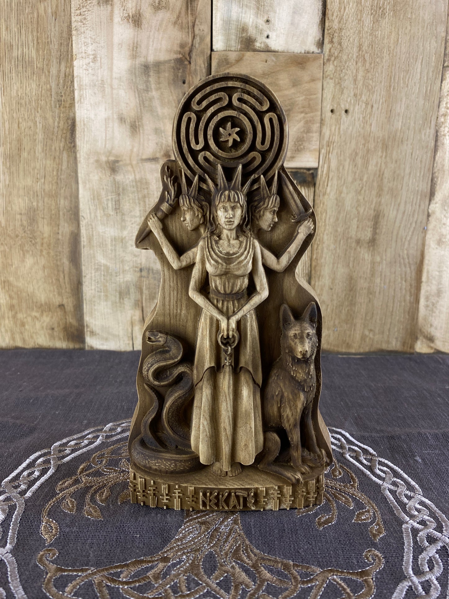 Triple Hecate Hecate Statue Hecate Triple Goddess Triple Goddess Statue Goddess Statue Greek Statue Wood Carving Greek Goddess Greek Altar