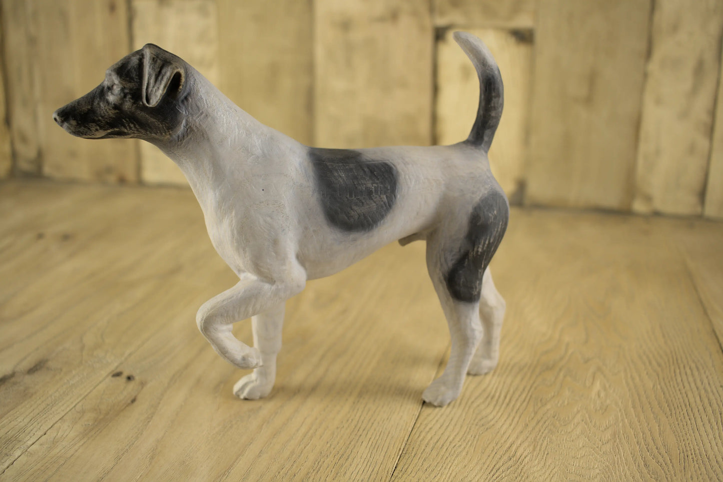 TerrierGuard: The Smooth Fox Terrier Wooden Sculpture