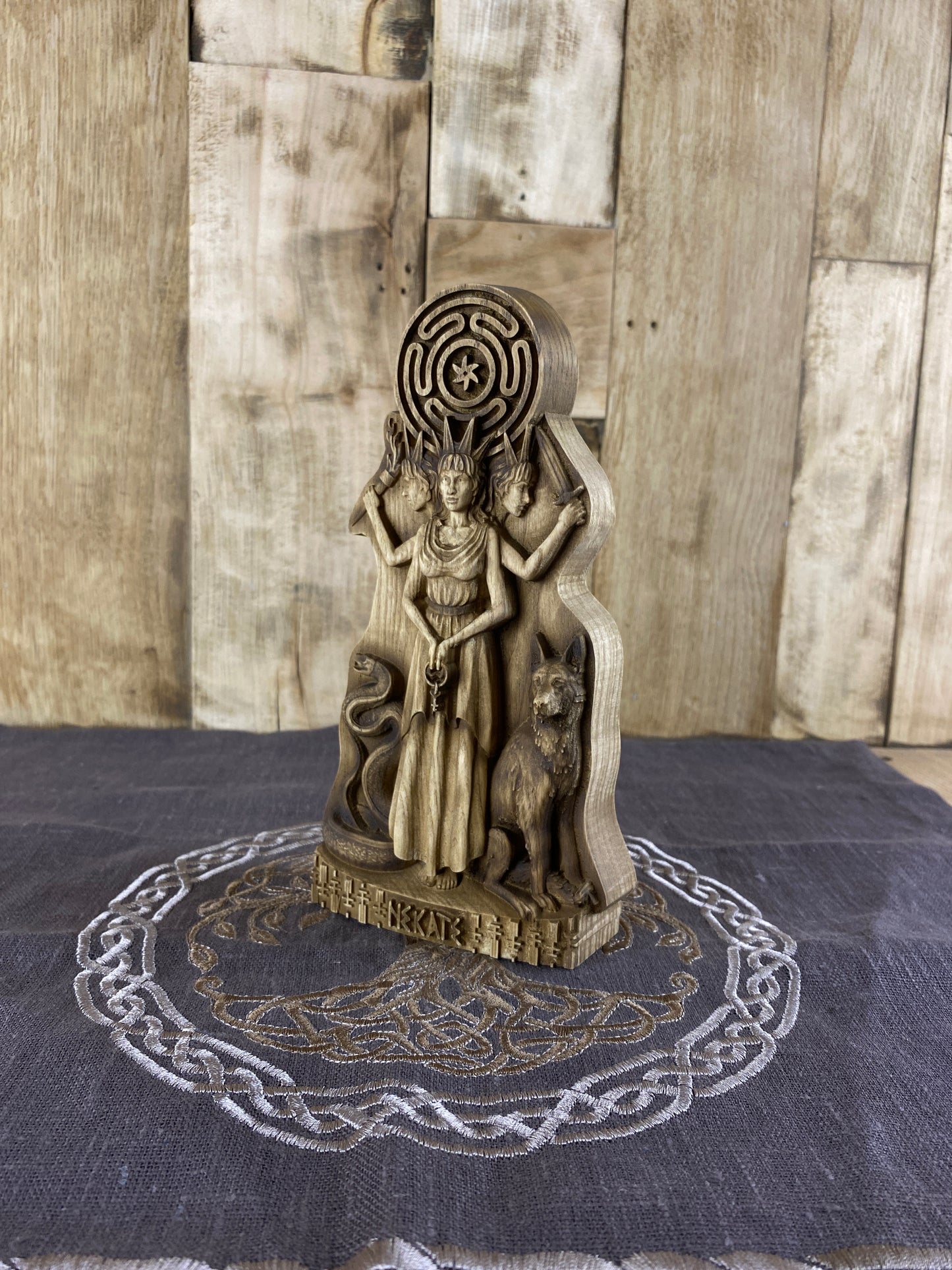 Triple Hecate Hecate Statue Hecate Triple Goddess Triple Goddess Statue Goddess Statue Greek Statue Wood Carving Greek Goddess Greek Altar