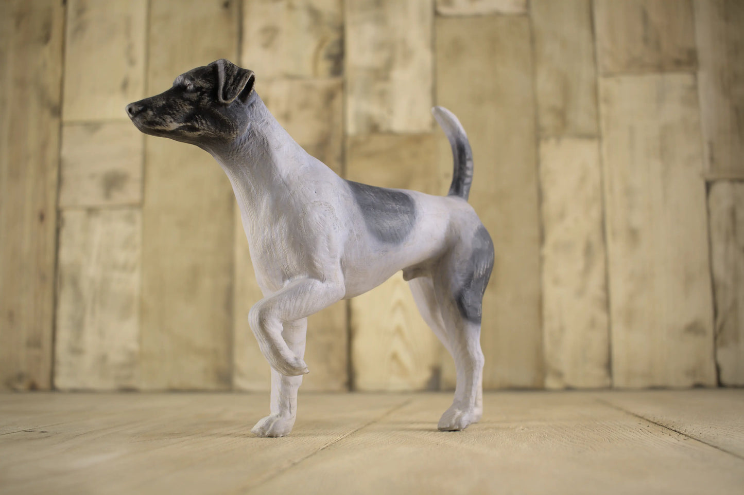 TerrierGuard: The Smooth Fox Terrier Wooden Sculpture