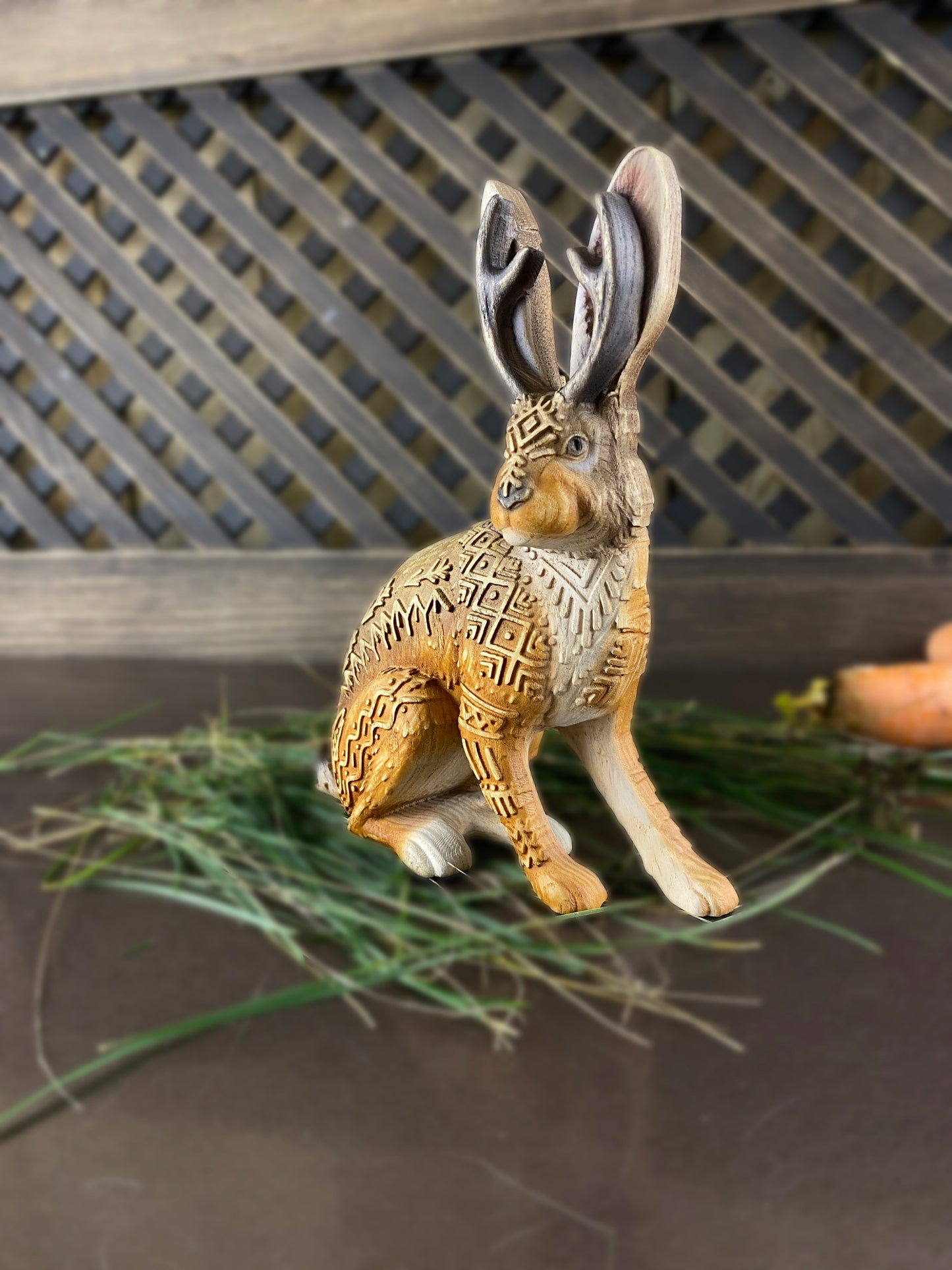 Jackalope Jackalope Statue Rabbit Statue Cryptic Rabbit Bunny Cryptozoology Wood Statue Wood Carving Wood Sculpture Jackalope Art Pagan