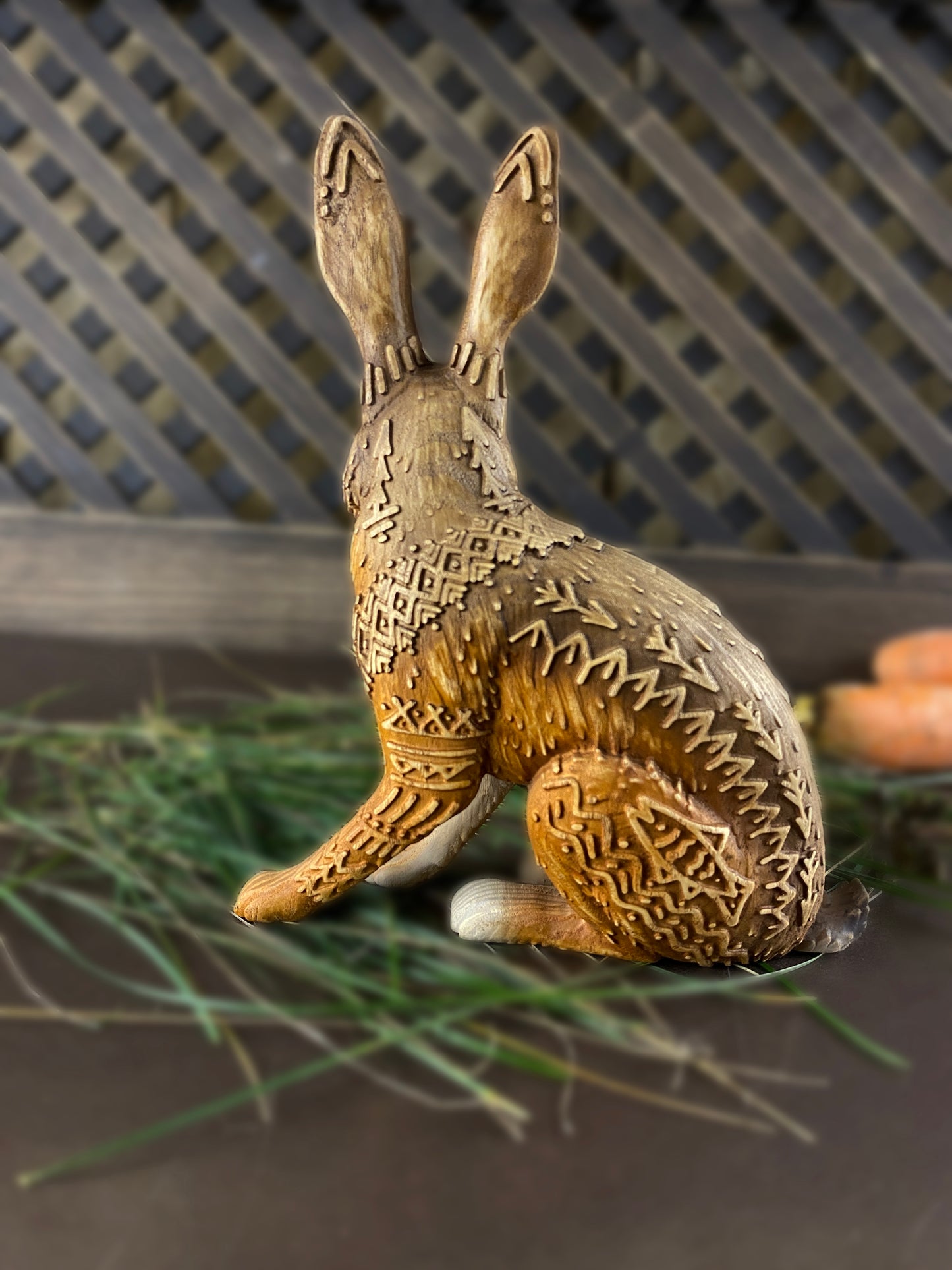 Jackalope Jackalope Statue Rabbit Statue Cryptic Rabbit Bunny Cryptozoology Wood Statue Wood Carving Wood Sculpture Jackalope Art Pagan