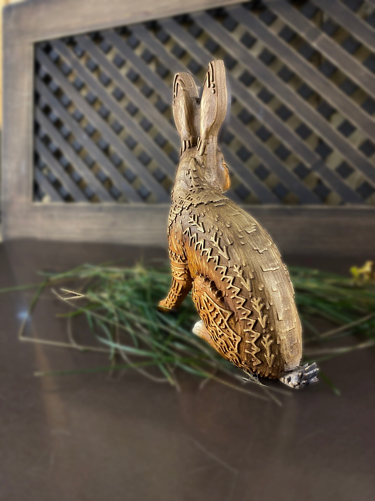 Jackalope Jackalope Statue Rabbit Statue Cryptic Rabbit Bunny Cryptozoology Wood Statue Wood Carving Wood Sculpture Jackalope Art Pagan
