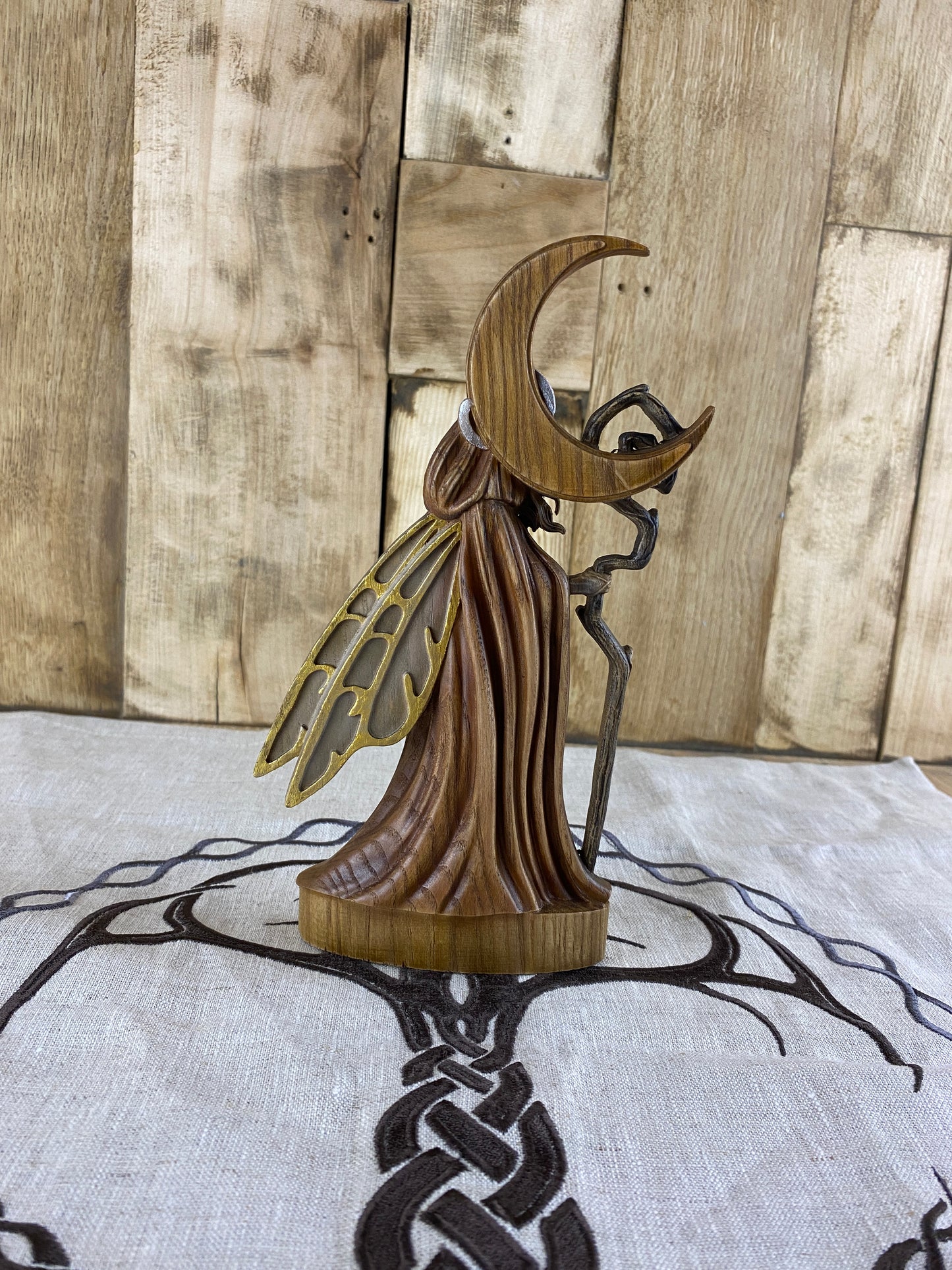 Nicnevin Pagan goddess Ancient goddess Celtic goddess Welsh goddess Celtic folklore Goddess statue Occult decor Pagan statue Wood carving