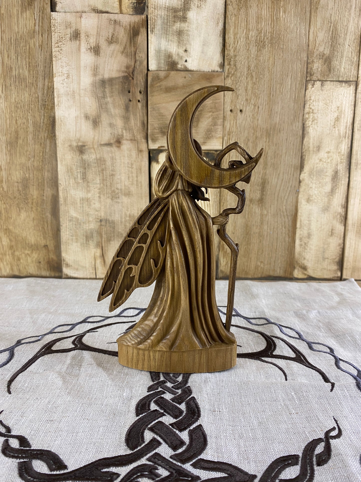 Nicnevin Pagan goddess Ancient goddess Celtic goddess Welsh goddess Celtic folklore Goddess statue Occult decor Pagan statue Wood carving
