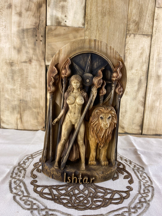 Ishtar Ishtar statue Inanna Goddess statue Star of ishtar Sumerian Astarte Sumerian goddess Mesopotamia Ishtar goddess Ishtar art Wood art