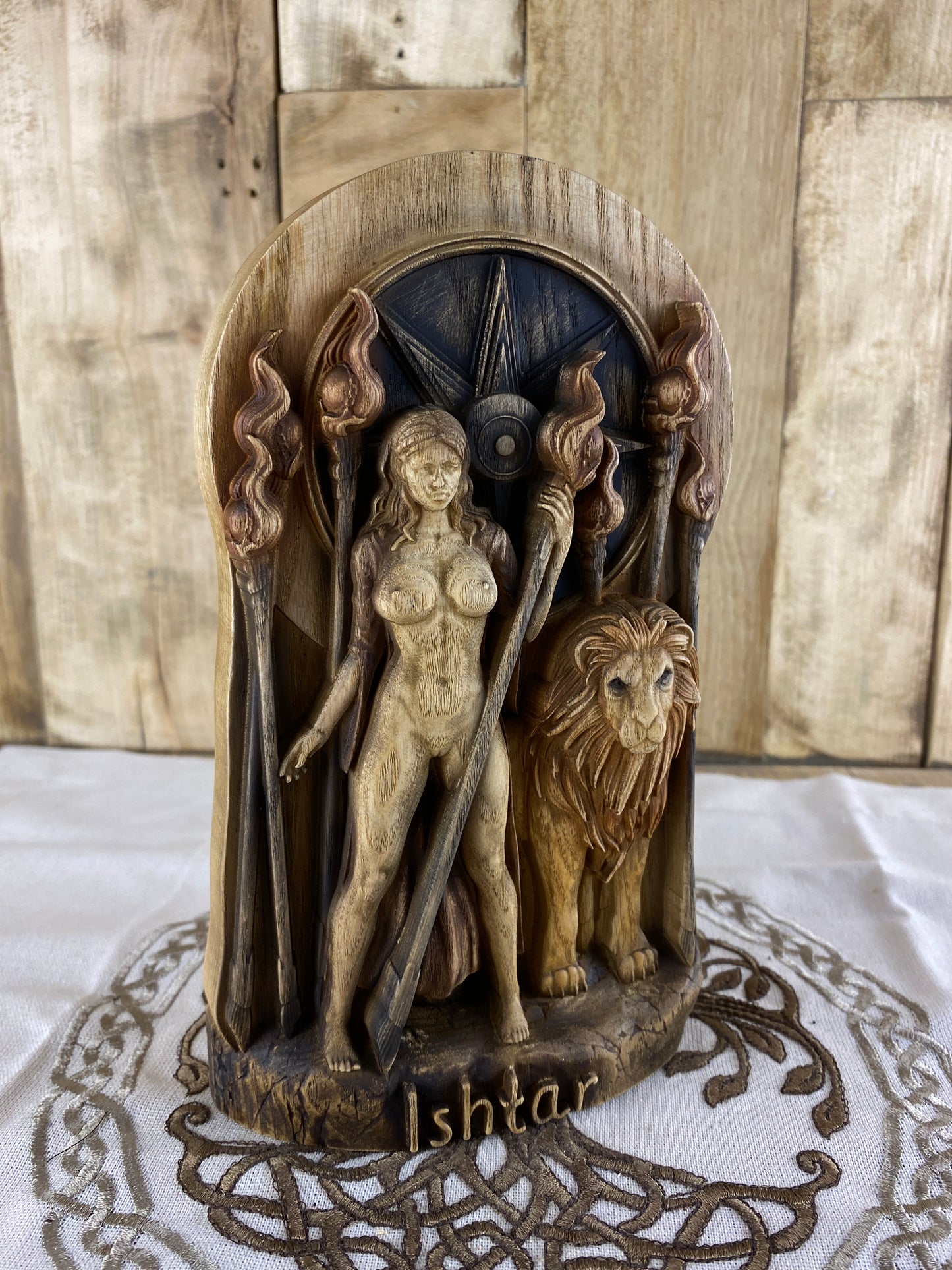 Ishtar Ishtar statue Inanna Goddess statue Star of ishtar Sumerian Astarte Sumerian goddess Mesopotamia Ishtar goddess Ishtar art Wood art