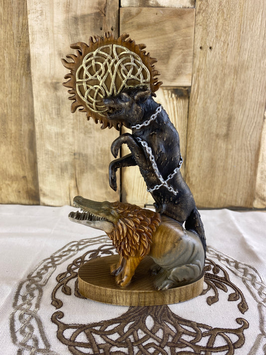 Fenrir Ammit Fenrir statue Ammit statue Norse mythology Egyptian statue Norse pagan Egyptian god Viking statue Ancient egyptian Asatru