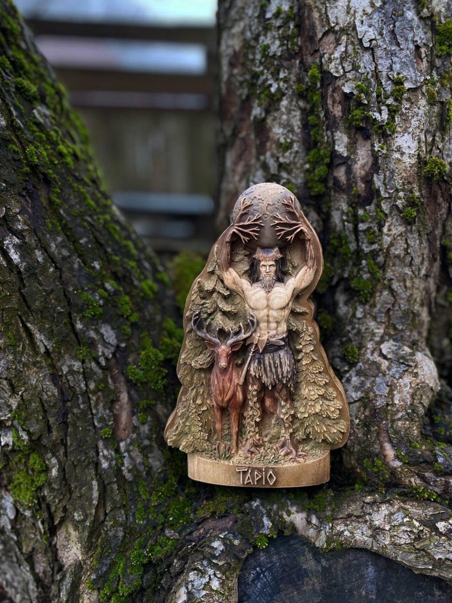 Tapio, Horned god, Lord of the forest, Norse mythology Wood carving