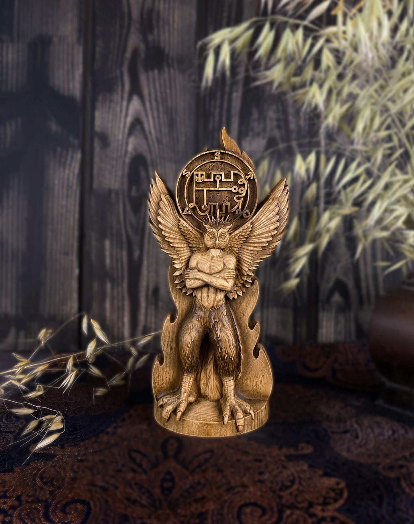 Stolas Demon statue Prince stolas Stolas statue Demon sigil Satan statue Witchcraft altar Satan altar Altar statue Owl demon Satanic décor