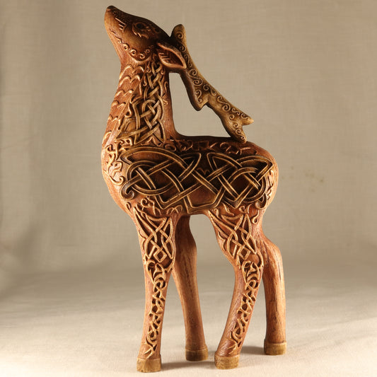 Deer Wooden statue Viking decor