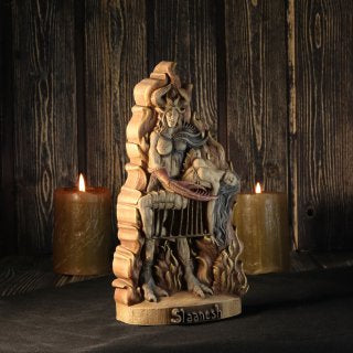 Demon statue Slaanesh Satanic statue Occult statue Goetia demon Baphomet statue Demonology Warhammer Occult decor Carved statue Wood god art