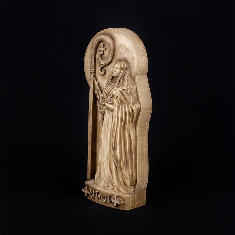 Saint Brigid Wooden Statue