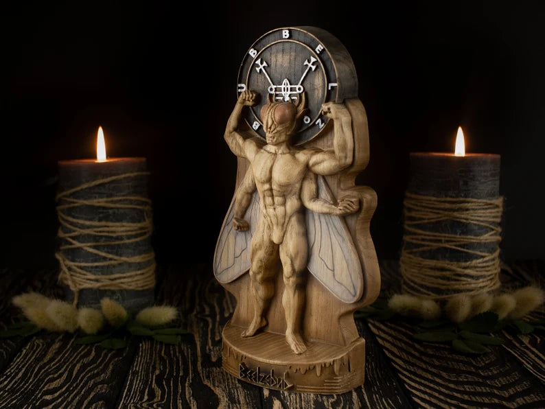 Beelzebub statue Satan Wooden sculpture Lucifer statue Demon statue Gothic statue Lucifer altar statue Azazel Lord of the flies Wood carving