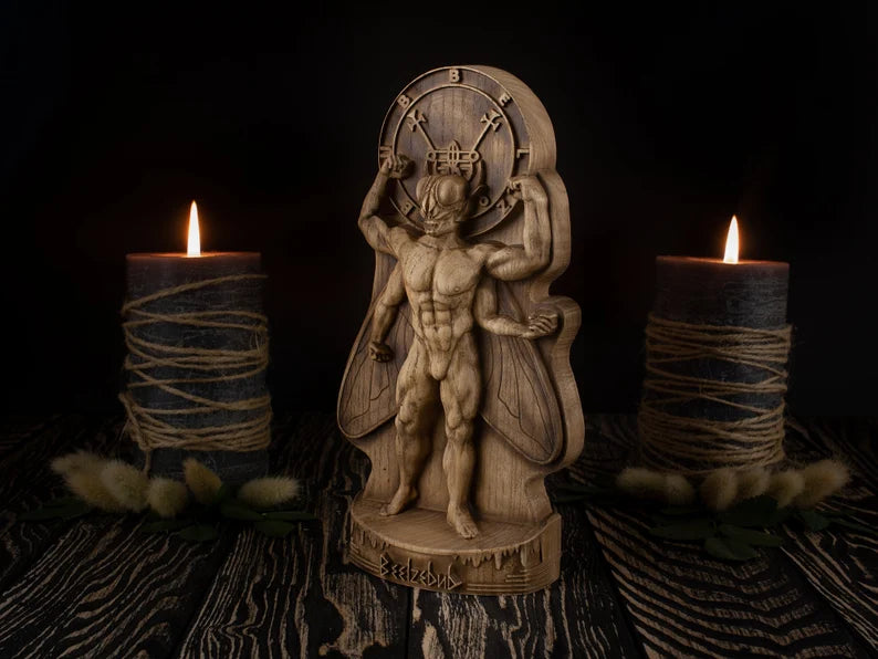 Beelzebub statue Satan Wooden sculpture Lucifer statue Demon statue Gothic statue Lucifer altar statue Azazel Lord of the flies Wood carving