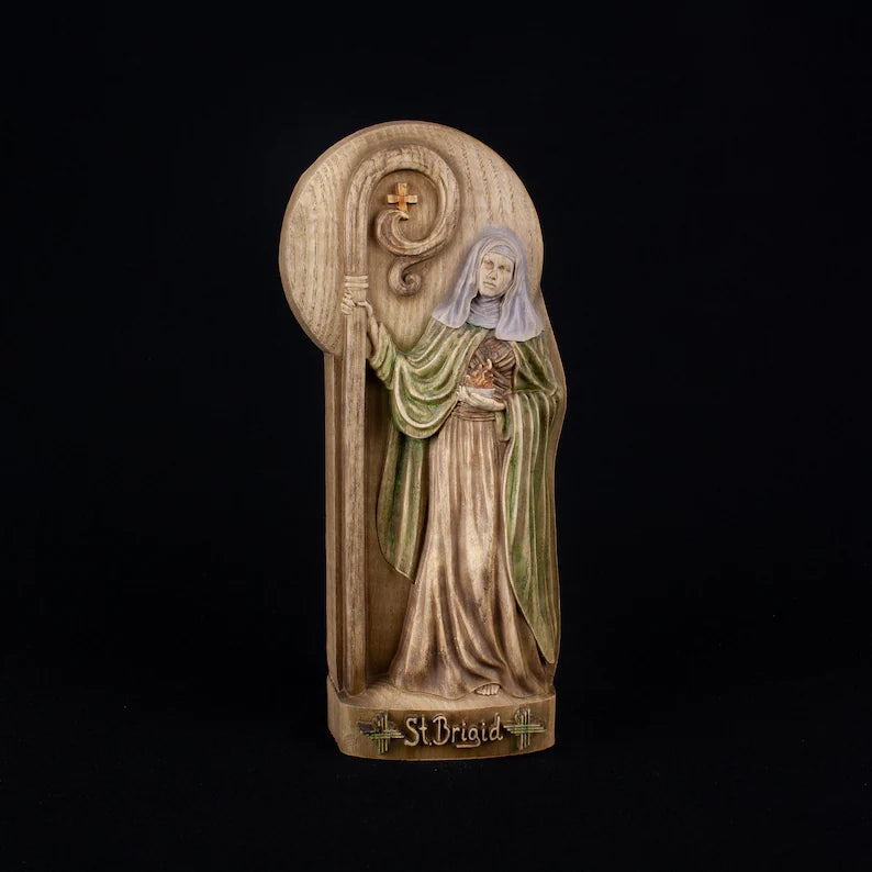 Wooden Saint Brigid Statue
