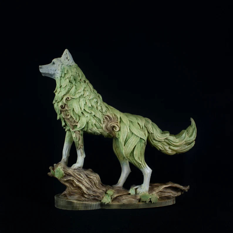 Wolf Wooden Statue Handcrafted