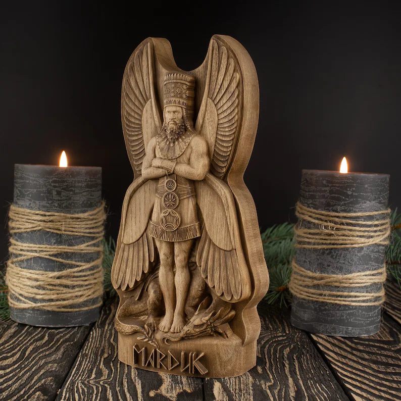 Marduk Mesopotamian Wood Sculpture Featuring