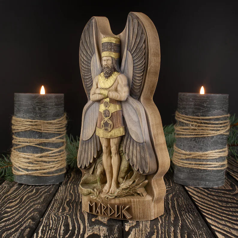 Marduk Mesopotamian Wood Sculpture Featuring
