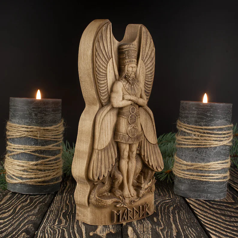 Marduk Mesopotamian Wood Sculpture Featuring