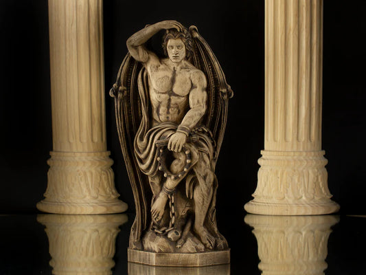 Belgium Wooden Lucifer of Liege Sculpture - Fallen Angel Angel Statue