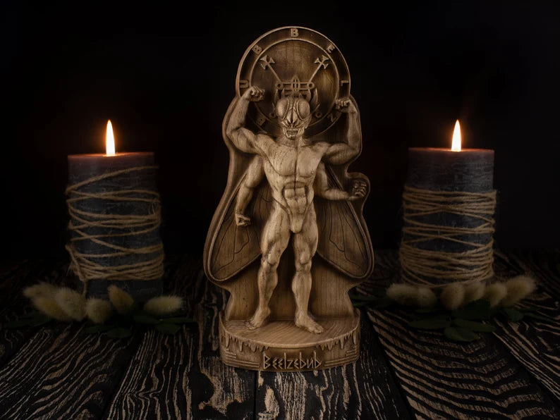 Wooden Beelzebub Statue - Dark Deities and Demons Collection
