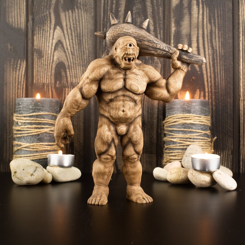 Cyclop Greek Sculpture Greek Mythology Monster Wooden Statue