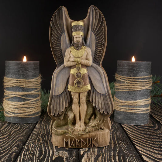 Marduk Mesopotamian Wood Sculpture Featuring